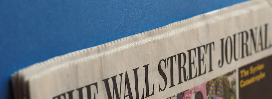 A photo of the Wall Street Journal printed newspaper