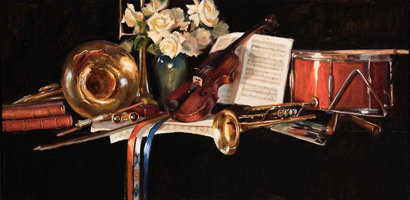 Gladys Roldán de Moras. Belgian linen relating to the theme of Music, 2011