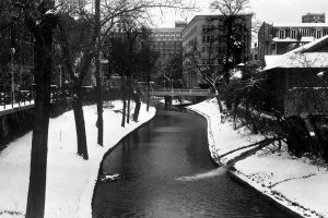 The San Antonio River after a snowfall