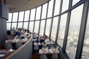 Diners view from the top of the Tower of the Americas Restaurant