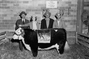 Miss Floy Woodward and her grand champion steer