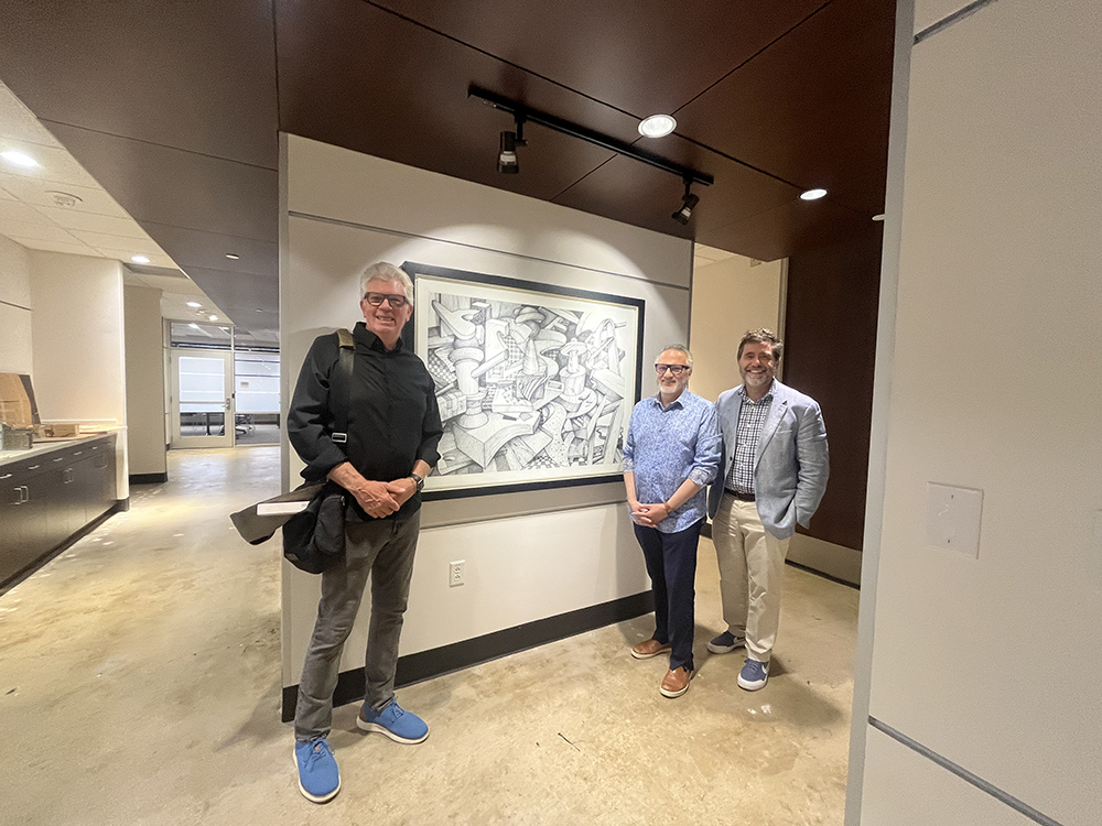 Mark Hogensen, Arturo Infante Almeida, Michaelangelo Sabatino in the art gallery