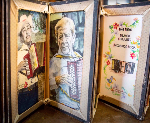 Accordion book created by book artist Peter Thomas