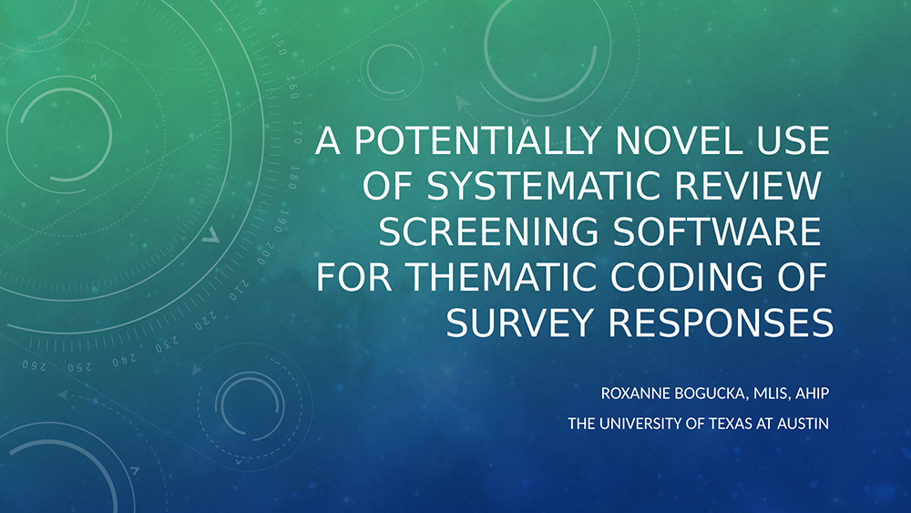 A potentially novel use of systematic review screening software for thematic coding of survey responses