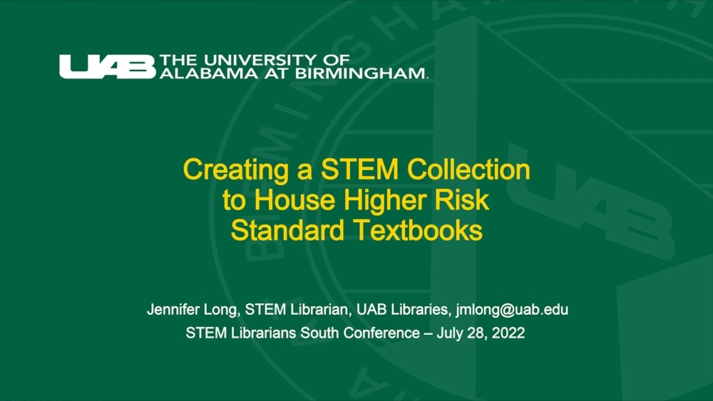 Creating a STEM Collection to House Higher Risk Standard Textbooks
